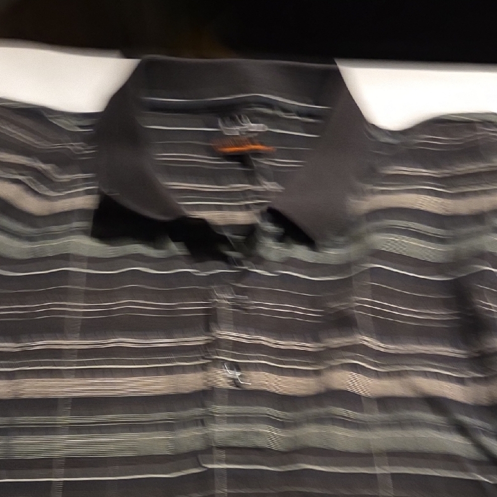 Izod Men's Black and Gray Striped Polo Shirt - Picture 7 of 9